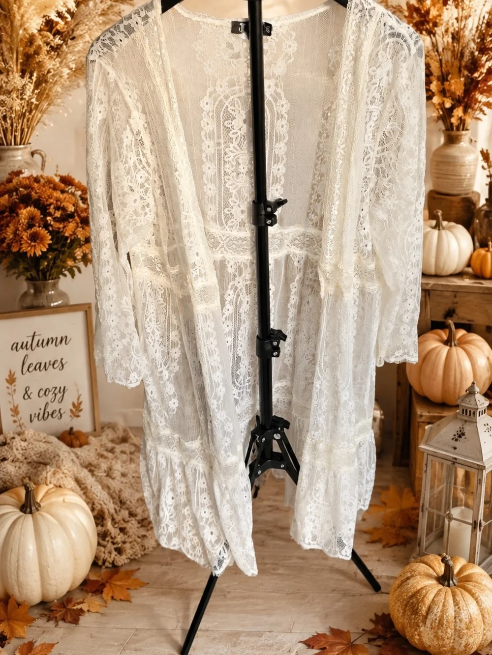 Miss Chievous Cream Lace Kimono Overlay